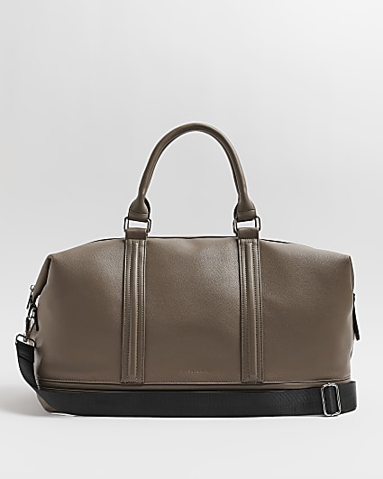 Beige faux leather tumbled Holdall