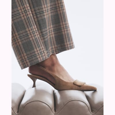 Faux Suede Slingback Court Heels