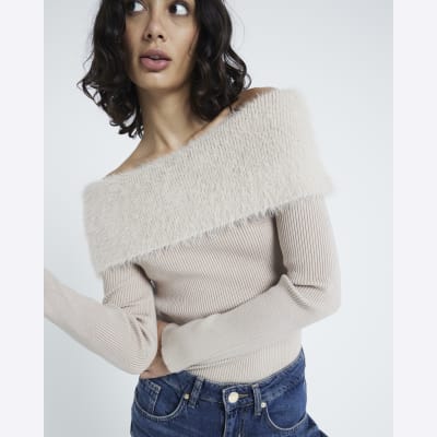 Fluffy bardot jumper store