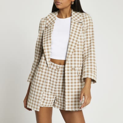 river island green check blazer