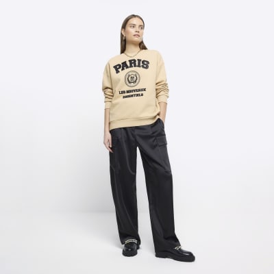 Beige graphic print sweatshirt