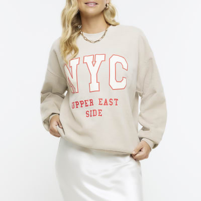 Beige Graphic Print Co-ord Sweatshirt