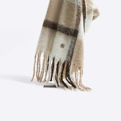 River Island geo monogram scarf in beige