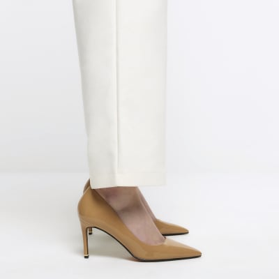 Beige suede shop court shoes