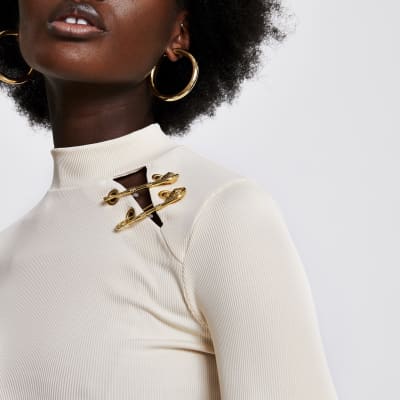 Image of River Island Womens Beige high neck Jumper