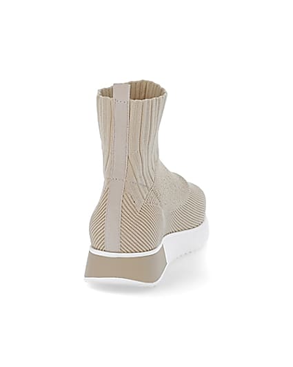360 degree animation of product Beige high top sock runner trainers frame-10