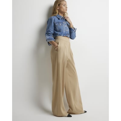 Beige high waisted wide leg outlet trousers