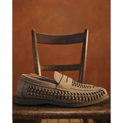 Beige Interweave Loafers