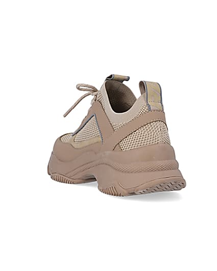 360 degree animation of product Beige knit chunky trainers frame-7