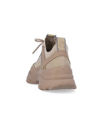 360 degree animation of product Beige knit chunky trainers frame-8