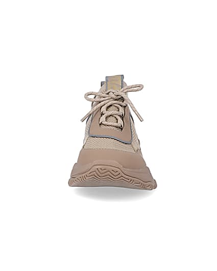 360 degree animation of product Beige knit chunky trainers frame-21