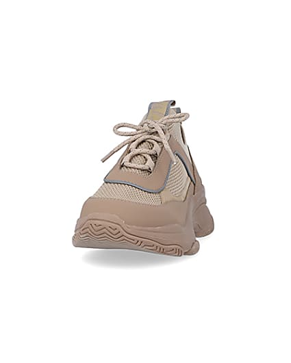 360 degree animation of product Beige knit chunky trainers frame-22