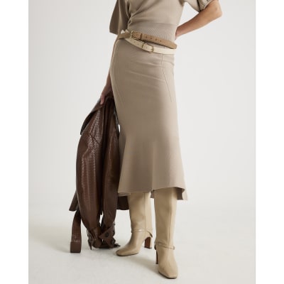 Jupe Beige Aspect Daim River Island - Taille 8 - Occasion Très Bon état