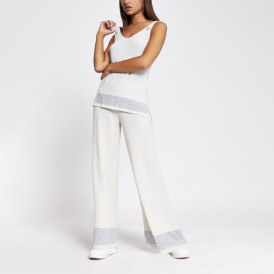 Beige knitted diamante button vest