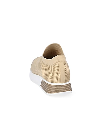 360 degree animation of product Beige knitted runner trainers frame-8