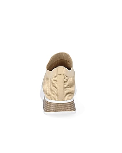 360 degree animation of product Beige knitted runner trainers frame-9