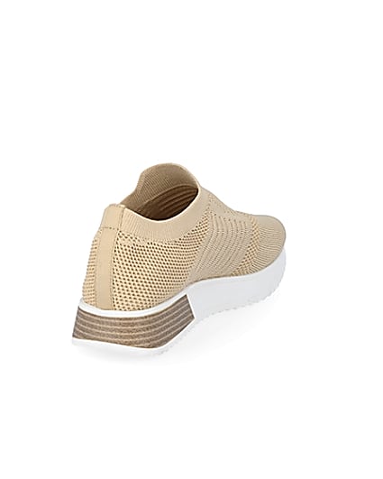 360 degree animation of product Beige knitted runner trainers frame-11