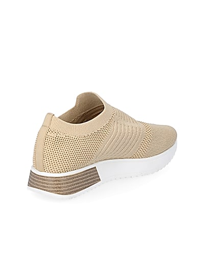 360 degree animation of product Beige knitted runner trainers frame-12