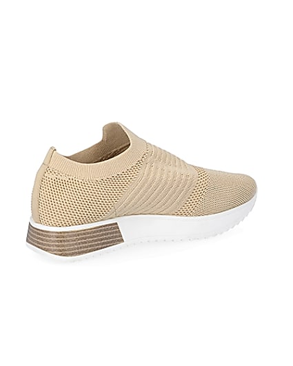 360 degree animation of product Beige knitted runner trainers frame-13