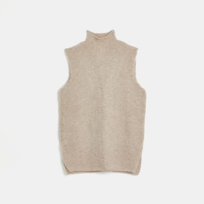 Beige knitted tank top | River Island