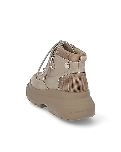 360 degree animation of product Beige lace up hiker ankle boots frame-7