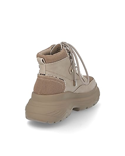 360 degree animation of product Beige lace up hiker ankle boots frame-11
