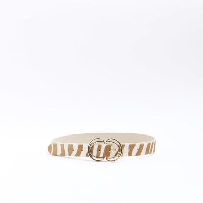 Beige leather belt