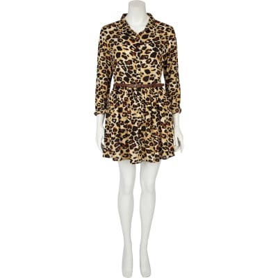 river island leopard print shirt dress