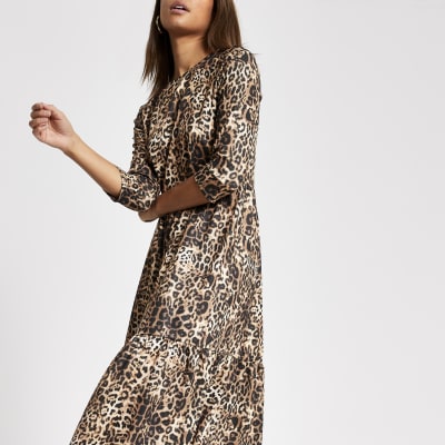 beige leopard print dress