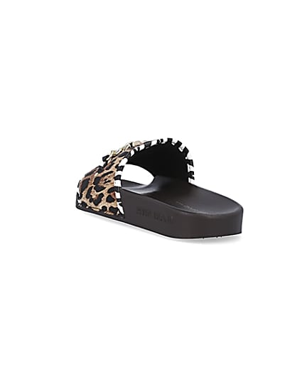 360 degree animation of product Beige leopard print sliders frame-7