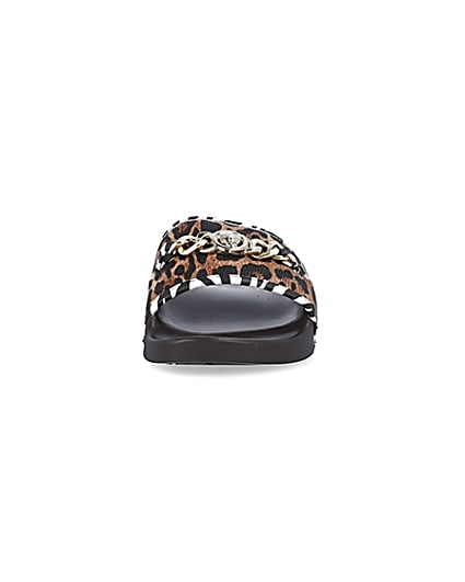 360 degree animation of product Beige leopard print sliders frame-21