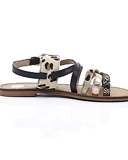 360 degree animation of product Beige leopard print strappy sandals frame-9