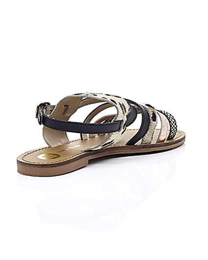 360 degree animation of product Beige leopard print strappy sandals frame-13