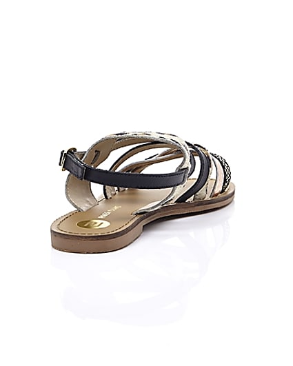 360 degree animation of product Beige leopard print strappy sandals frame-14