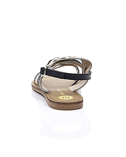 360 degree animation of product Beige leopard print strappy sandals frame-16