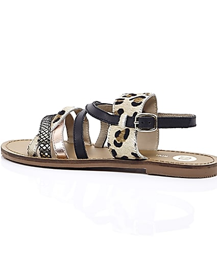 360 degree animation of product Beige leopard print strappy sandals frame-20