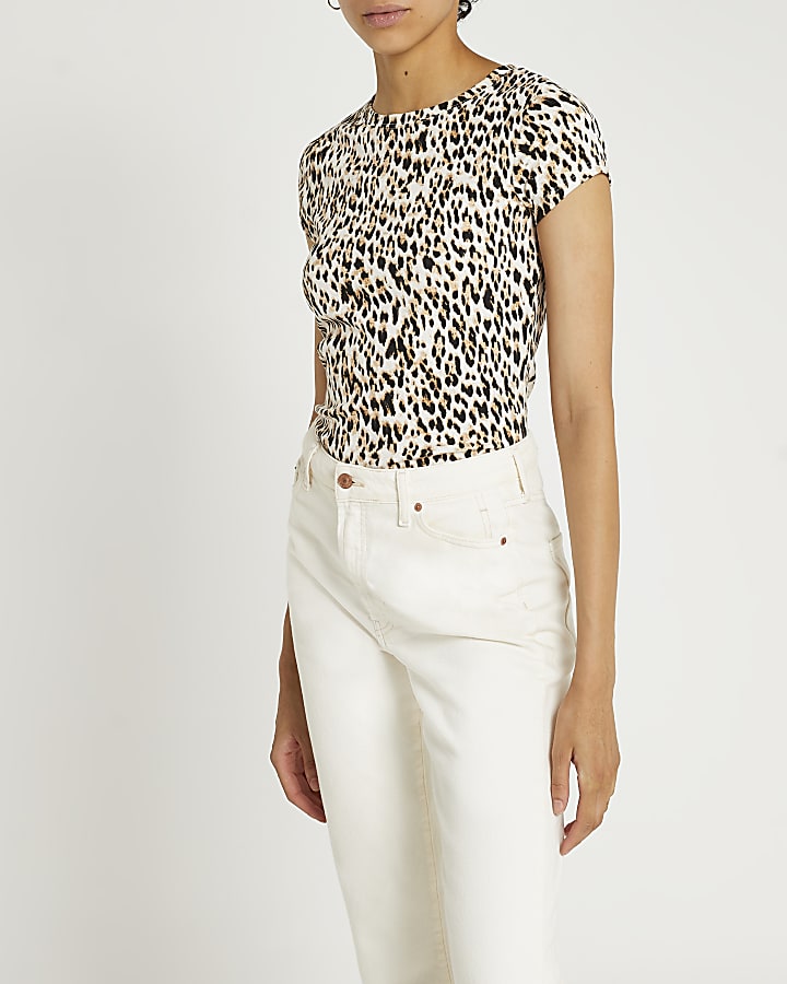 Beige leopard print t-shirt