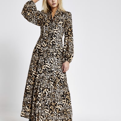 midi length leopard print dress