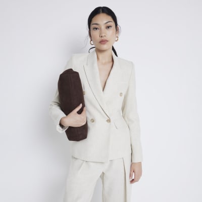 Beige blazer river island clearance