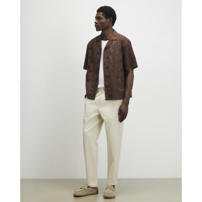 Beige Linen Blend Trousers