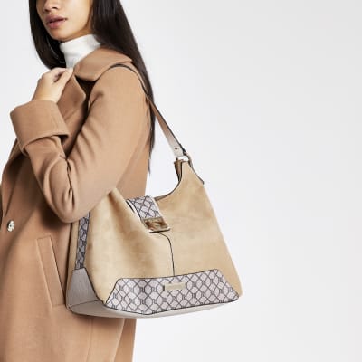 river island beige slouch bag