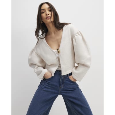 Beige Long Sleeve Button Detail Cardigan