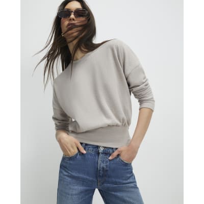 Beige Long sleeve Cosy Banded Top