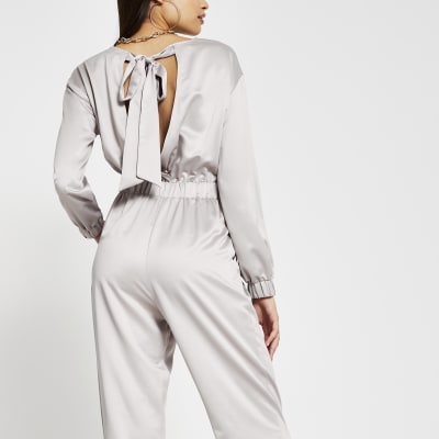 beige jumpsuit with sleeves