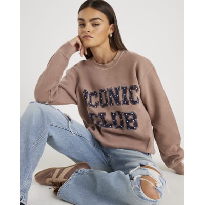 Beige Long Sleeve Iconic Club Sweatshirt