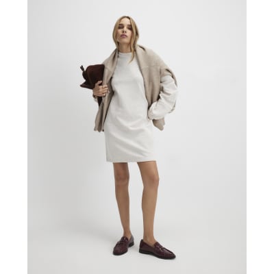 Beige Long Sleeve Sweathirt Dress