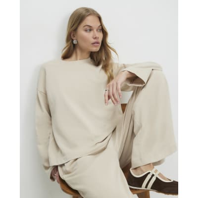 Beige Long Sleeve Sweatshirt