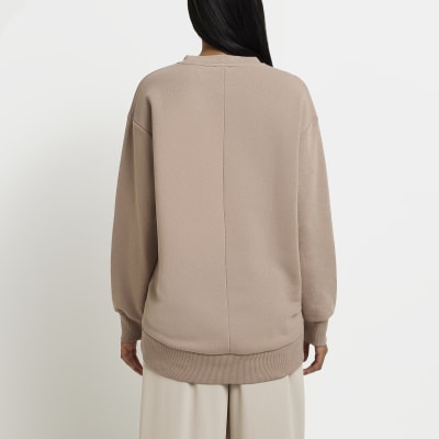 Beige longline sweatshirt River Island
