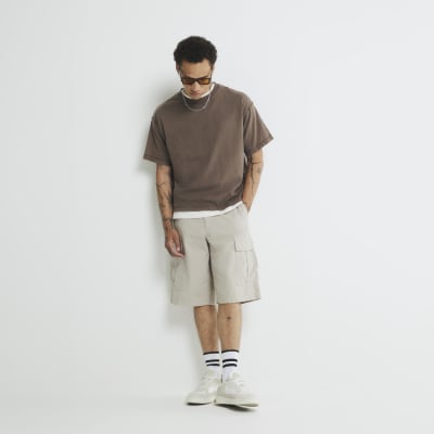 Beige Loose Fit Cargo shorts