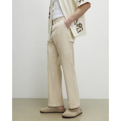 Beige Loose Fit Trousers